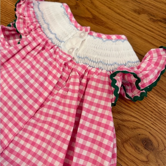 Classic Whimsy Sea Turtle Smocked Dress Pink Gingham Size 12M - Picture 9 of 11